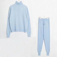 Load image into Gallery viewer, Wixra Women's Sweater Suits and Sets Turtleneck Long Sleeve Knitted Sweaters+Pockets Long Trousers 2PCS Sets Winter Costume